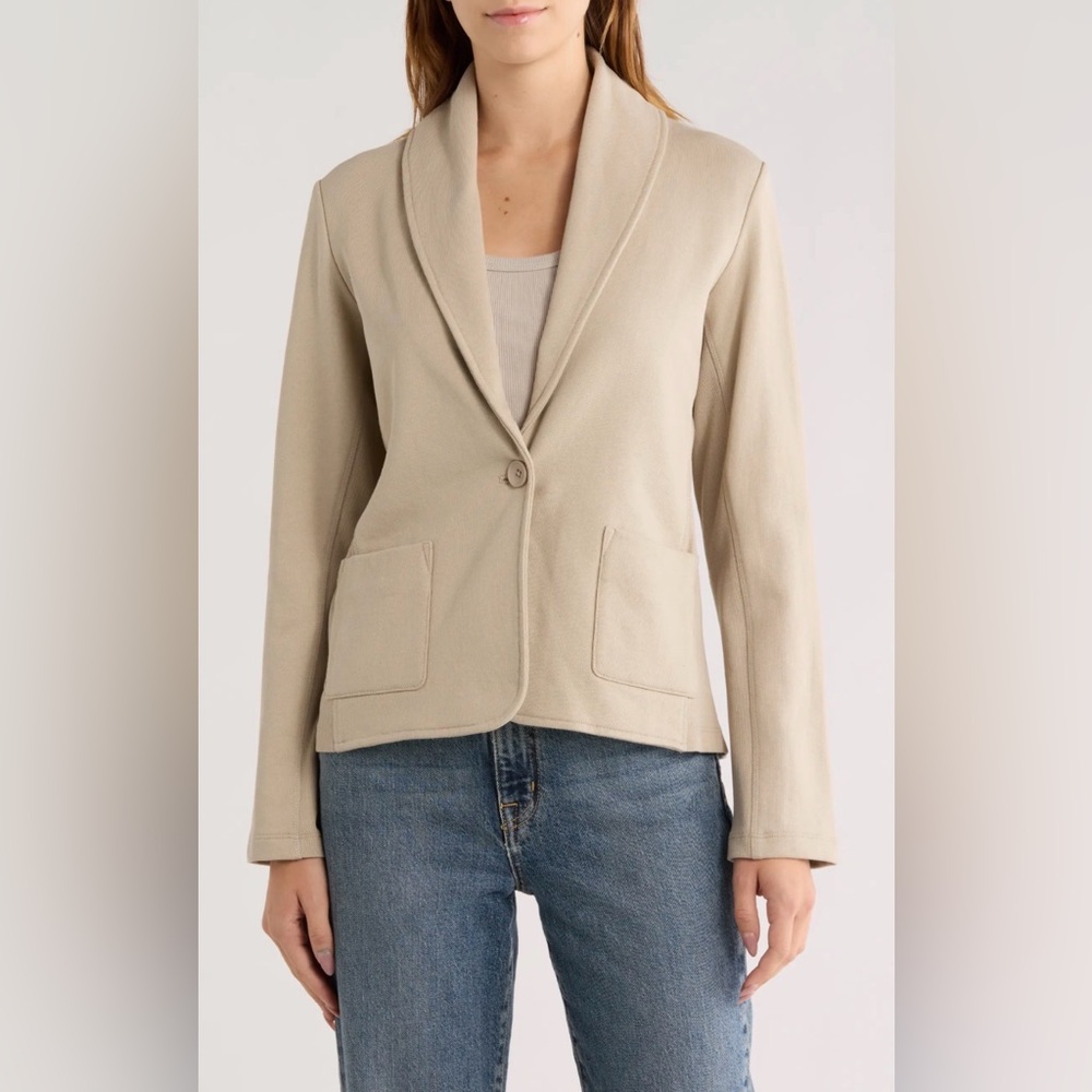 Standard James Perse Taupe Tan Shawl Collar Sweater Blazer Minimalist Size Large